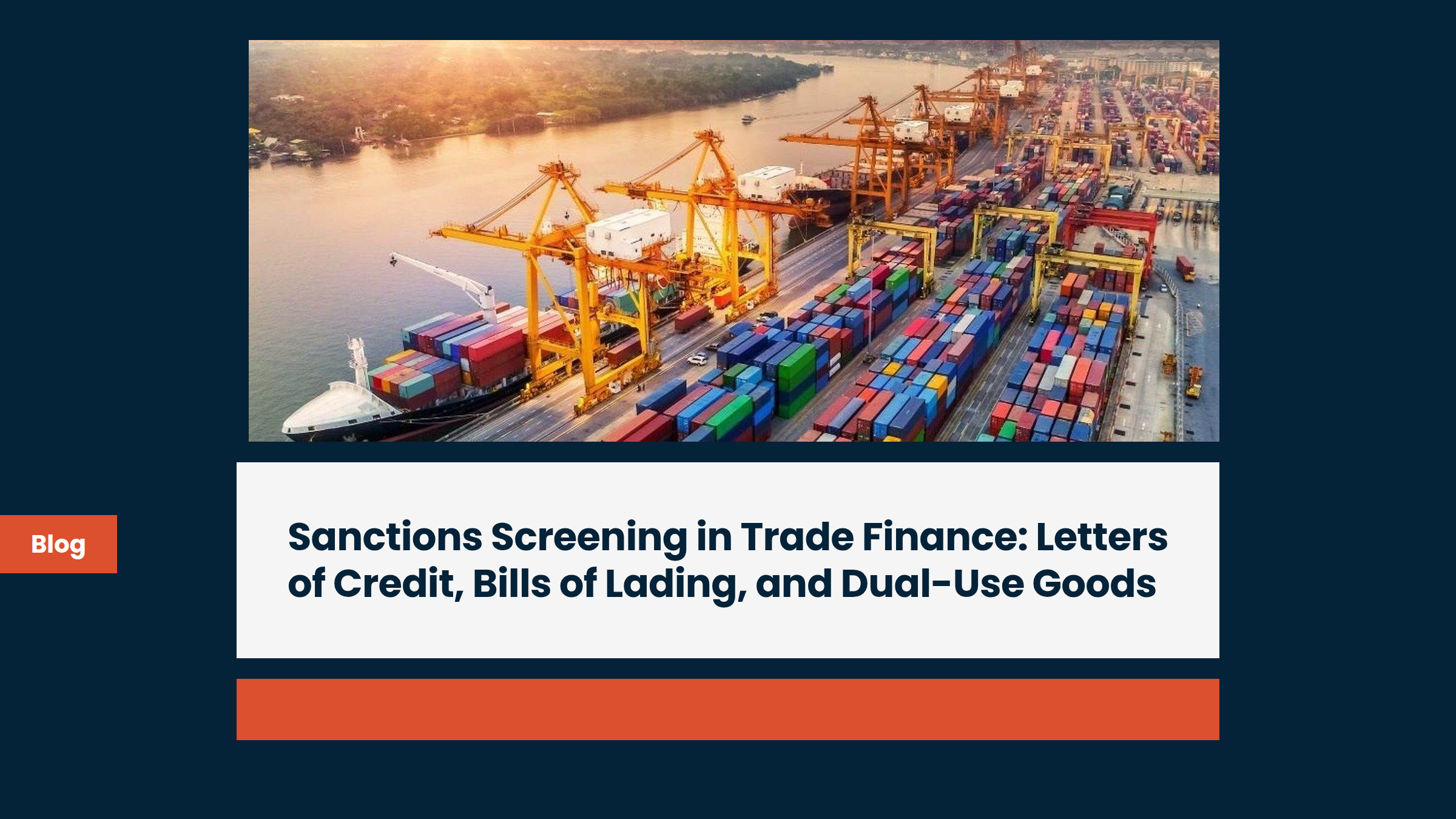 Sanctions Screening in Trade Finance: Letters of Credit, Bills of Lading, and Dual-Use Goods