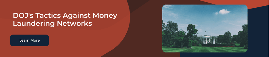 The DOJ's methods for enforcing sanctions against money laundering networks.