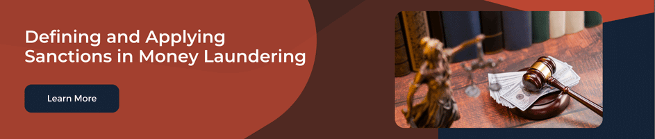 The definition and application of sanctions in money laundering cases.